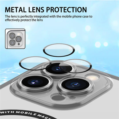 Magnetic Case for iPhone 14 Pro Max Anti-Fingerprint Phone Case Soft TPU Hard PC Shockproof Cover with Metal Lens Protection