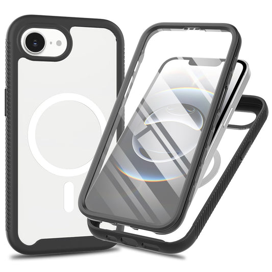 For iPhone 17e / 16e Case PC + TPU Protective Phone Cover with PET Screen Film Support Wireless Charging