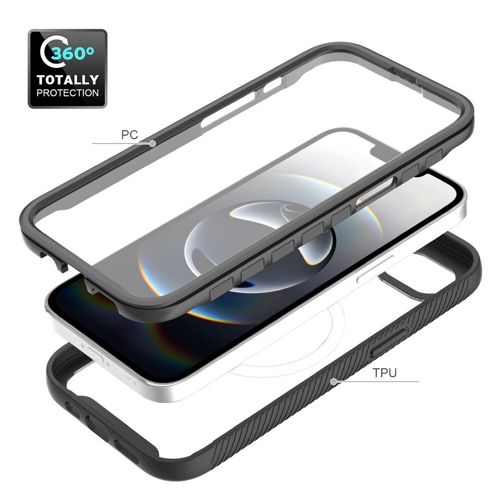 For iPhone 17e / 16e Case PC + TPU Protective Phone Cover with PET Screen Film Support Wireless Charging