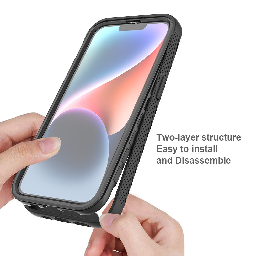 For iPhone 17e / 16e Case PC + TPU Protective Phone Cover with PET Screen Film Support Wireless Charging