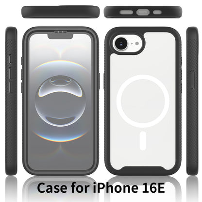For iPhone 17e / 16e Case PC + TPU Protective Phone Cover with PET Screen Film Support Wireless Charging