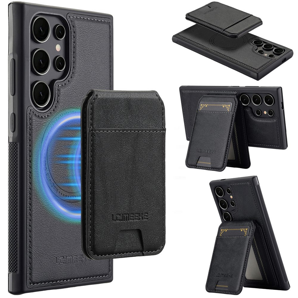 LC.IMEEKE L3 For Samsung	Galaxy S25 Ultra Magnetic Case Detachable Card Holder Leather + TPU Mobile Cover