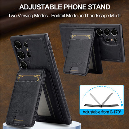 LC.IMEEKE L3 For Samsung	Galaxy S25 Ultra Magnetic Case Detachable Card Holder Leather + TPU Mobile Cover