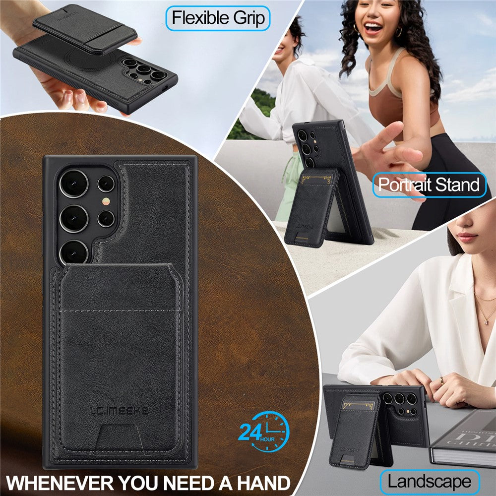 LC.IMEEKE L3 For Samsung	Galaxy S25 Ultra Magnetic Case Detachable Card Holder Leather + TPU Mobile Cover