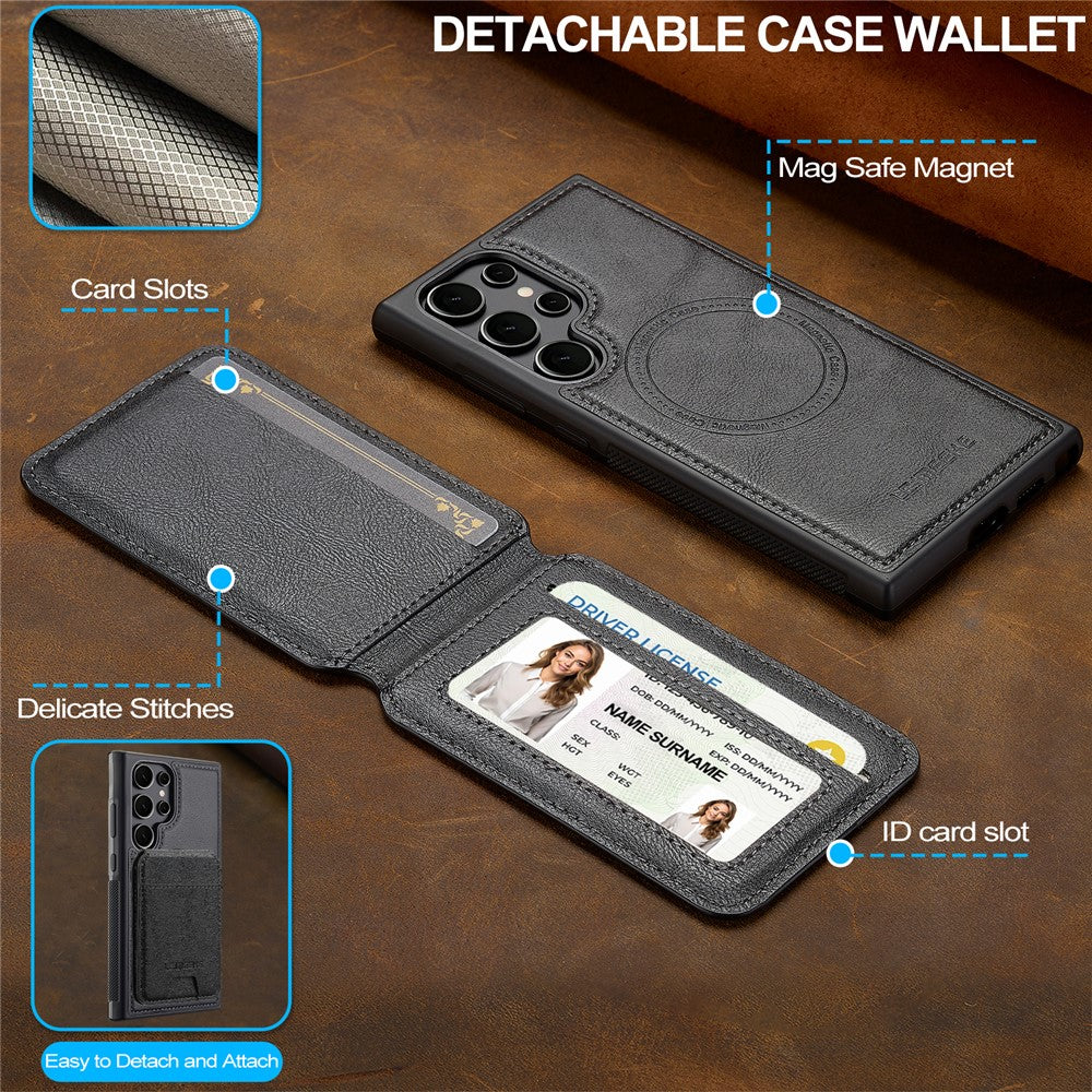 LC.IMEEKE L3 For Samsung	Galaxy S25 Ultra Magnetic Case Detachable Card Holder Leather + TPU Mobile Cover