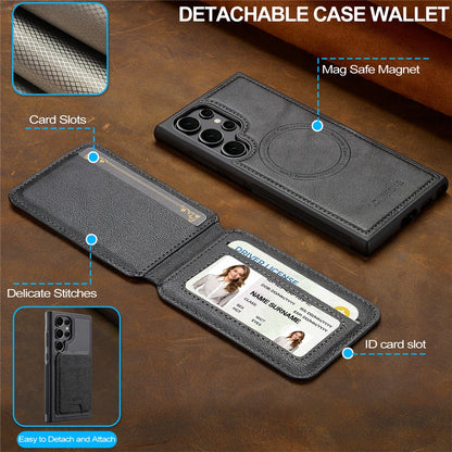 LC.IMEEKE L3 For Samsung	Galaxy S25 Ultra Magnetic Case Detachable Card Holder Leather + TPU Mobile Cover