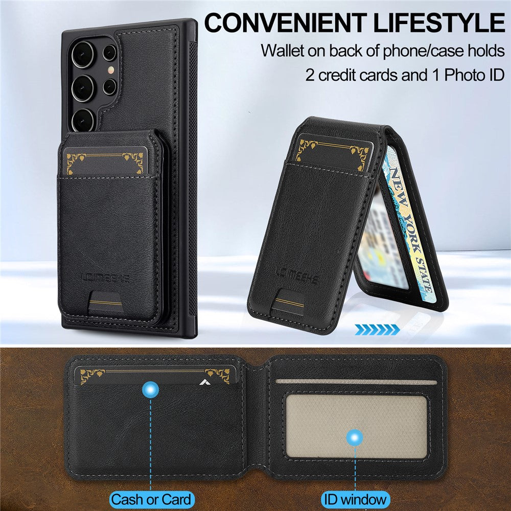 LC.IMEEKE L3 For Samsung	Galaxy S25 Ultra Magnetic Case Detachable Card Holder Leather + TPU Mobile Cover