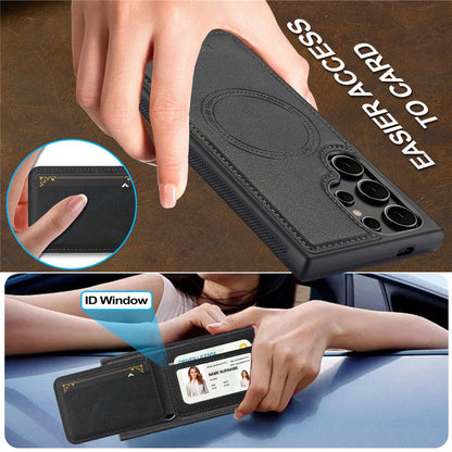 LC.IMEEKE L3 For Samsung	Galaxy S25 Ultra Magnetic Case Detachable Card Holder Leather + TPU Mobile Cover