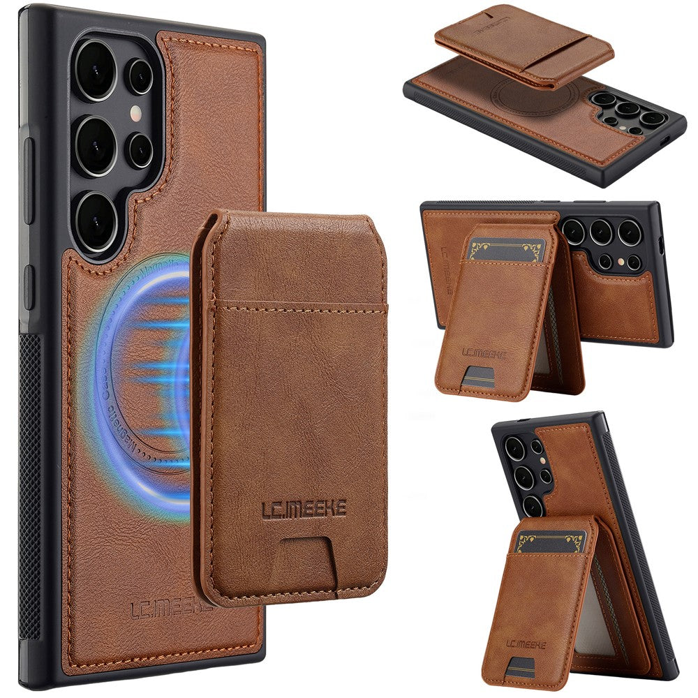 LC.IMEEKE L3 For Samsung	Galaxy S25 Ultra Magnetic Case Detachable Card Holder Leather + TPU Mobile Cover