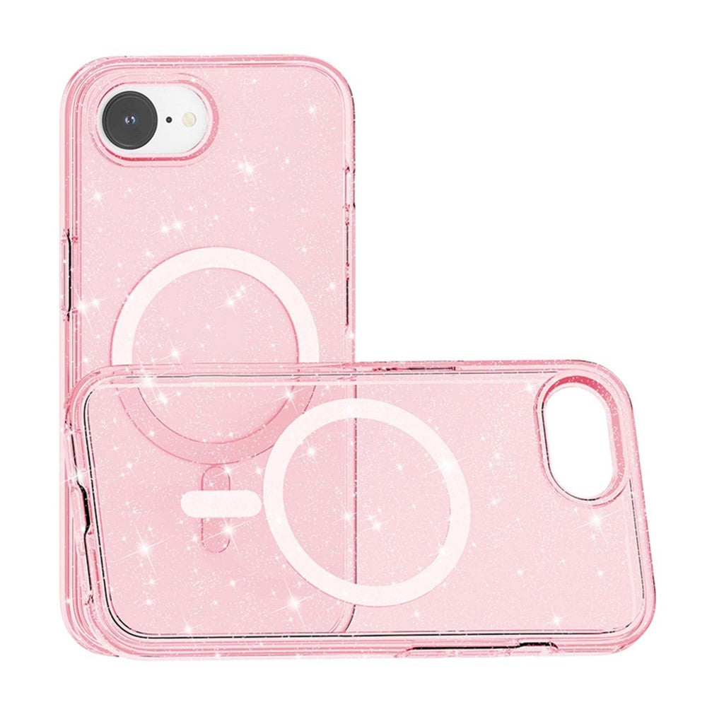 For iPhone 17e / 16e Magnetic Case Support Wireless Charging Glitter Powder PC + TPU Phone Cover