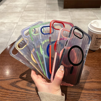For iPhone 17e / 16e Magnetic Case Corrugated Design Gradient Shockproof Phone Cover