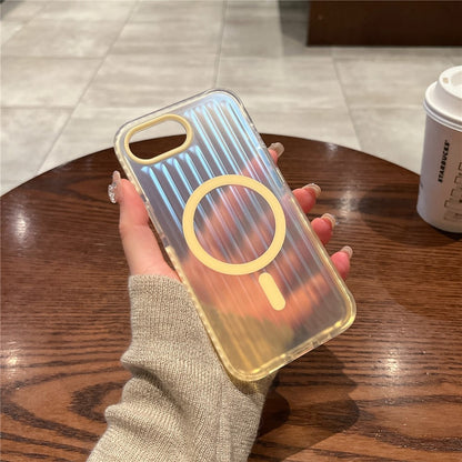 For iPhone 17e / 16e Magnetic Case Corrugated Design Gradient Shockproof Phone Cover