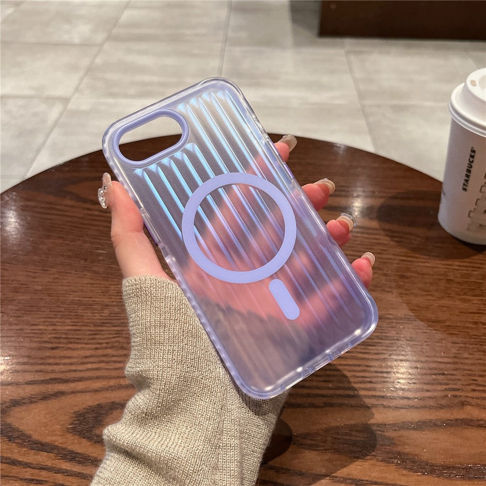 For iPhone 17e / 16e Magnetic Case Corrugated Design Gradient Shockproof Phone Cover