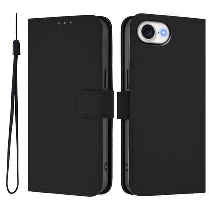 For iPhone 17e / 16e Case Solid Color Wallet Leather Phone Cover with Strap