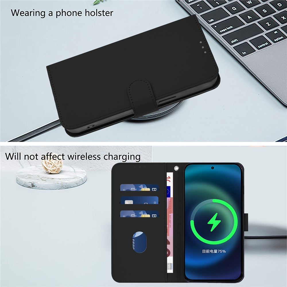 For iPhone 17e / 16e Case Solid Color Wallet Leather Phone Cover with Strap