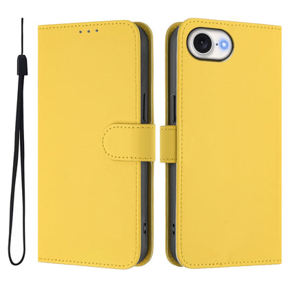 For iPhone 17e / 16e Case Solid Color Wallet Leather Phone Cover with Strap