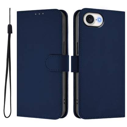 For iPhone 17e / 16e Case Solid Color Wallet Leather Phone Cover with Strap