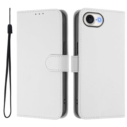 For iPhone 17e / 16e Case Solid Color Wallet Leather Phone Cover with Strap