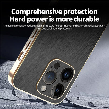 KADEM For iPhone 14 Pro Case Electroplating Silk Texture PU + TPU Phone Back Cover