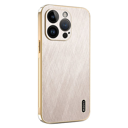 KADEM For iPhone 14 Pro Case Electroplating Silk Texture PU + TPU Phone Back Cover