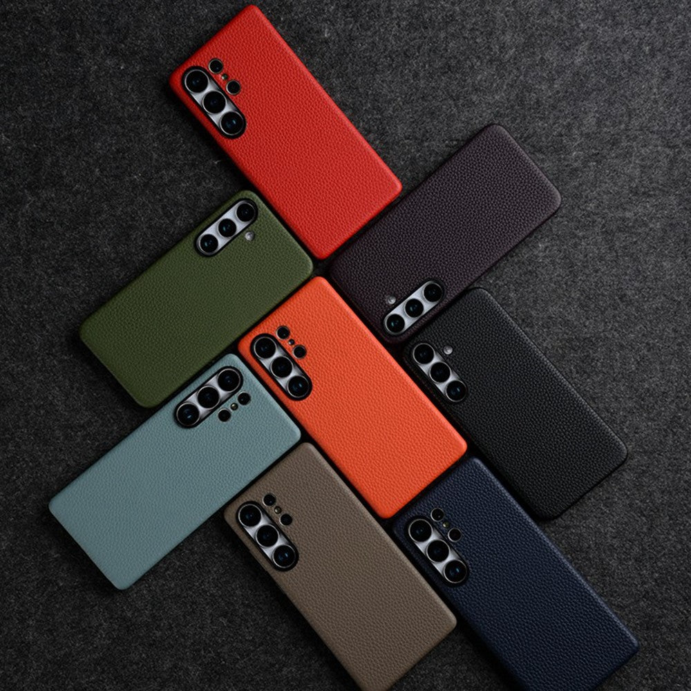 MELKCO For Samsung Galaxy S25 Ultra Magnetic Case Genuine Cow Leather + PC Phone Back Cover