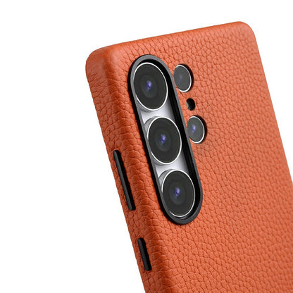 MELKCO For Samsung Galaxy S25 Ultra Magnetic Case Genuine Cow Leather + PC Phone Back Cover