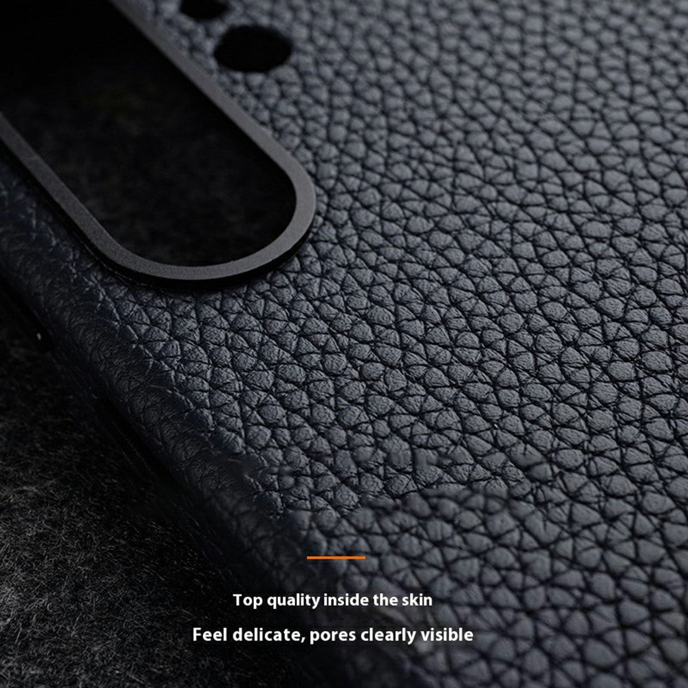 MELKCO For Samsung Galaxy S25 Ultra Magnetic Case Genuine Cow Leather + PC Phone Back Cover