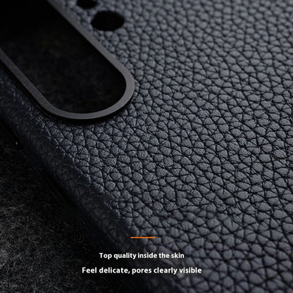 MELKCO For Samsung Galaxy S25 Ultra Magnetic Case Genuine Cow Leather + PC Phone Back Cover