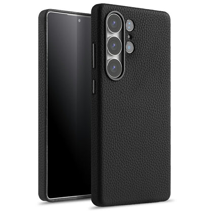 MELKCO For Samsung Galaxy S25 Ultra Magnetic Case Genuine Cow Leather + PC Phone Back Cover