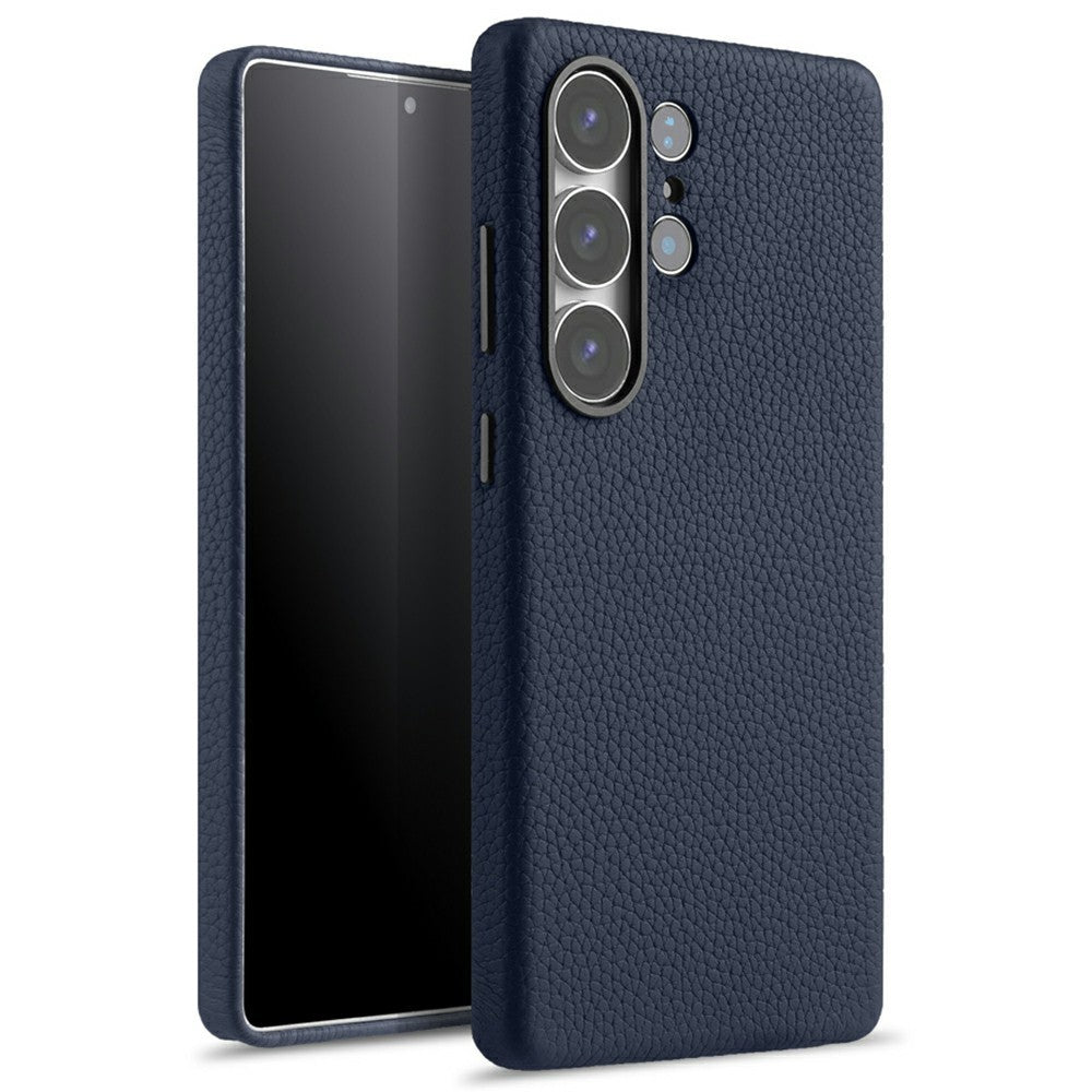 MELKCO For Samsung Galaxy S25 Ultra Magnetic Case Genuine Cow Leather + PC Phone Back Cover