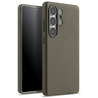 MELKCO For Samsung Galaxy S25 Ultra Magnetic Case Genuine Cow Leather + PC Phone Back Cover