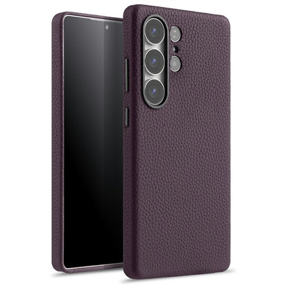 MELKCO For Samsung Galaxy S25 Ultra Magnetic Case Genuine Cow Leather + PC Phone Back Cover