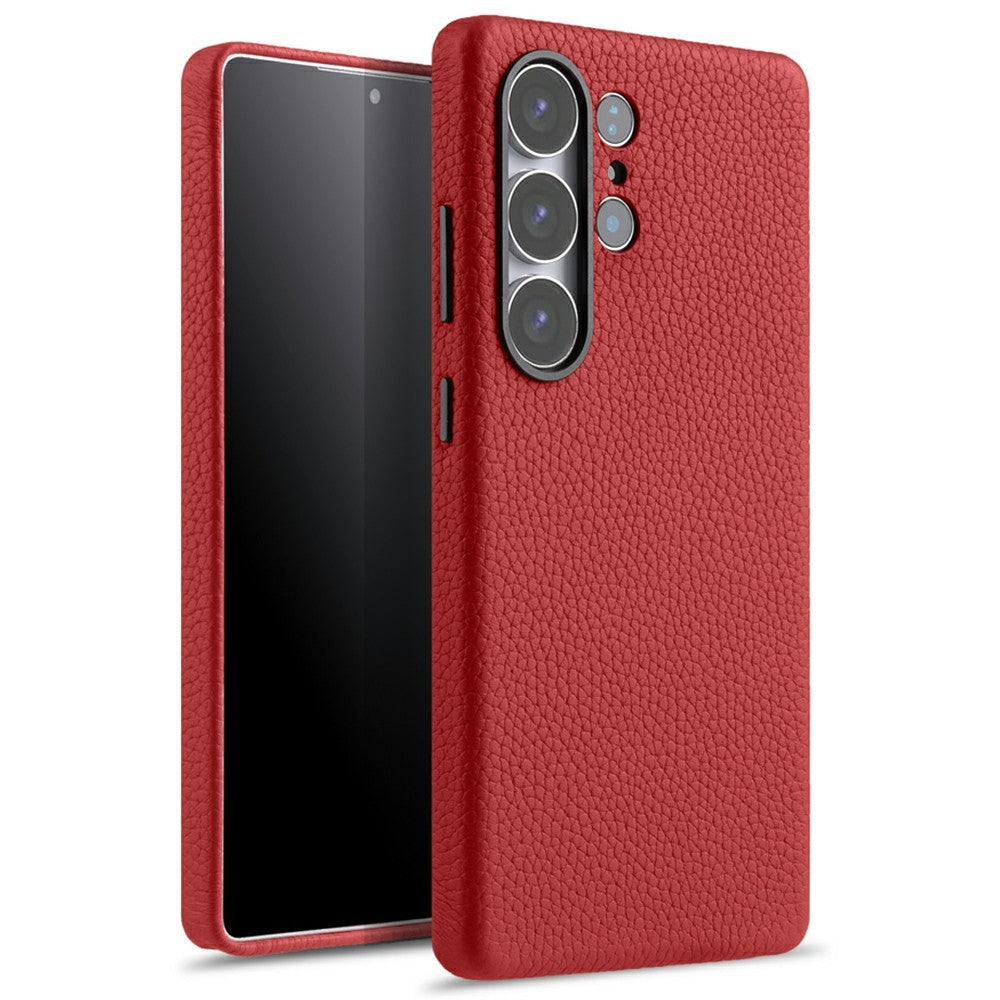 MELKCO For Samsung Galaxy S25 Ultra Magnetic Case Genuine Cow Leather + PC Phone Back Cover