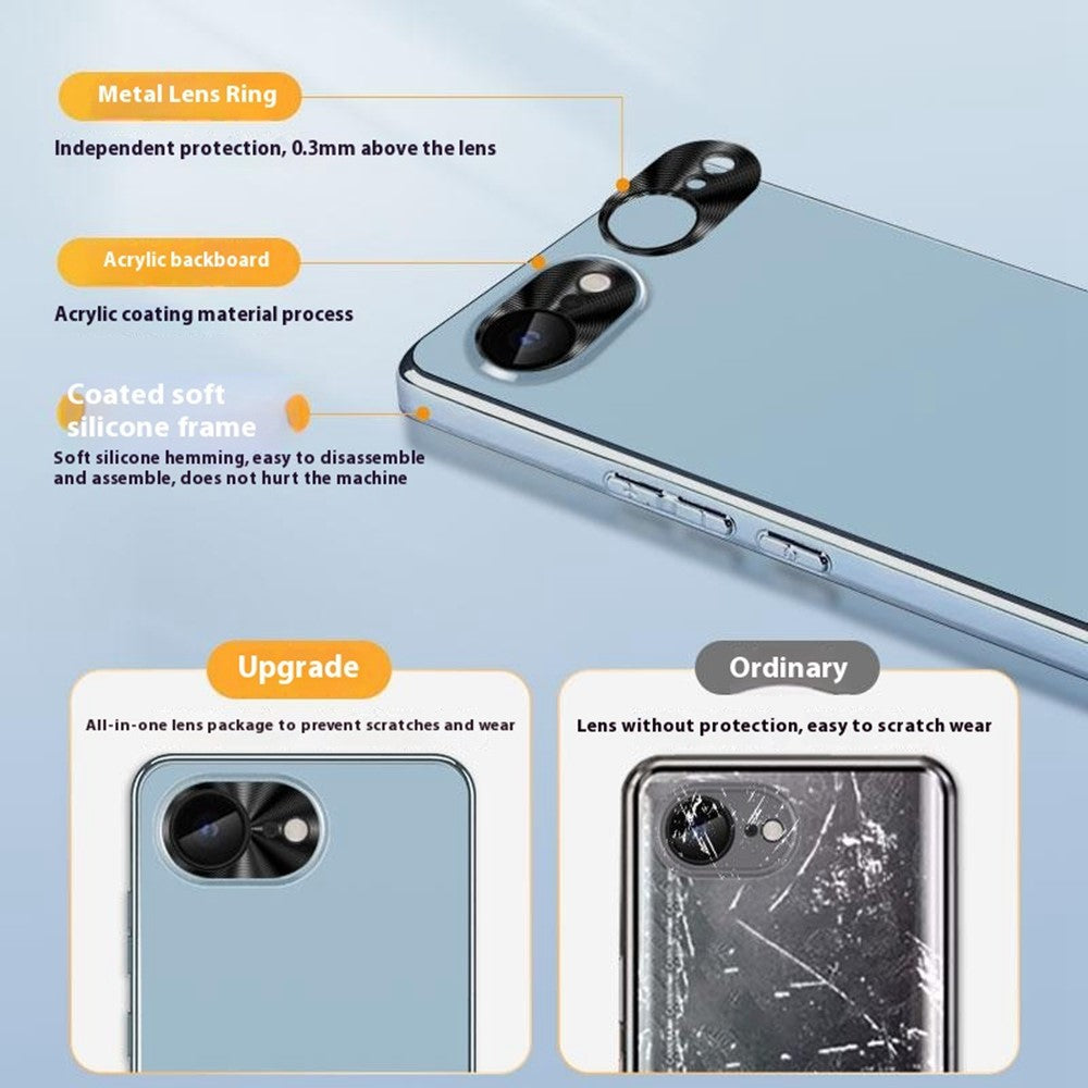 For iPhone 17e / 16e Case Acrylic + TPU + Metal Anti-Scratch Phone Cover with Electroplating Frame