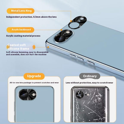 For iPhone 17e / 16e Case Acrylic + TPU + Metal Anti-Scratch Phone Cover with Electroplating Frame