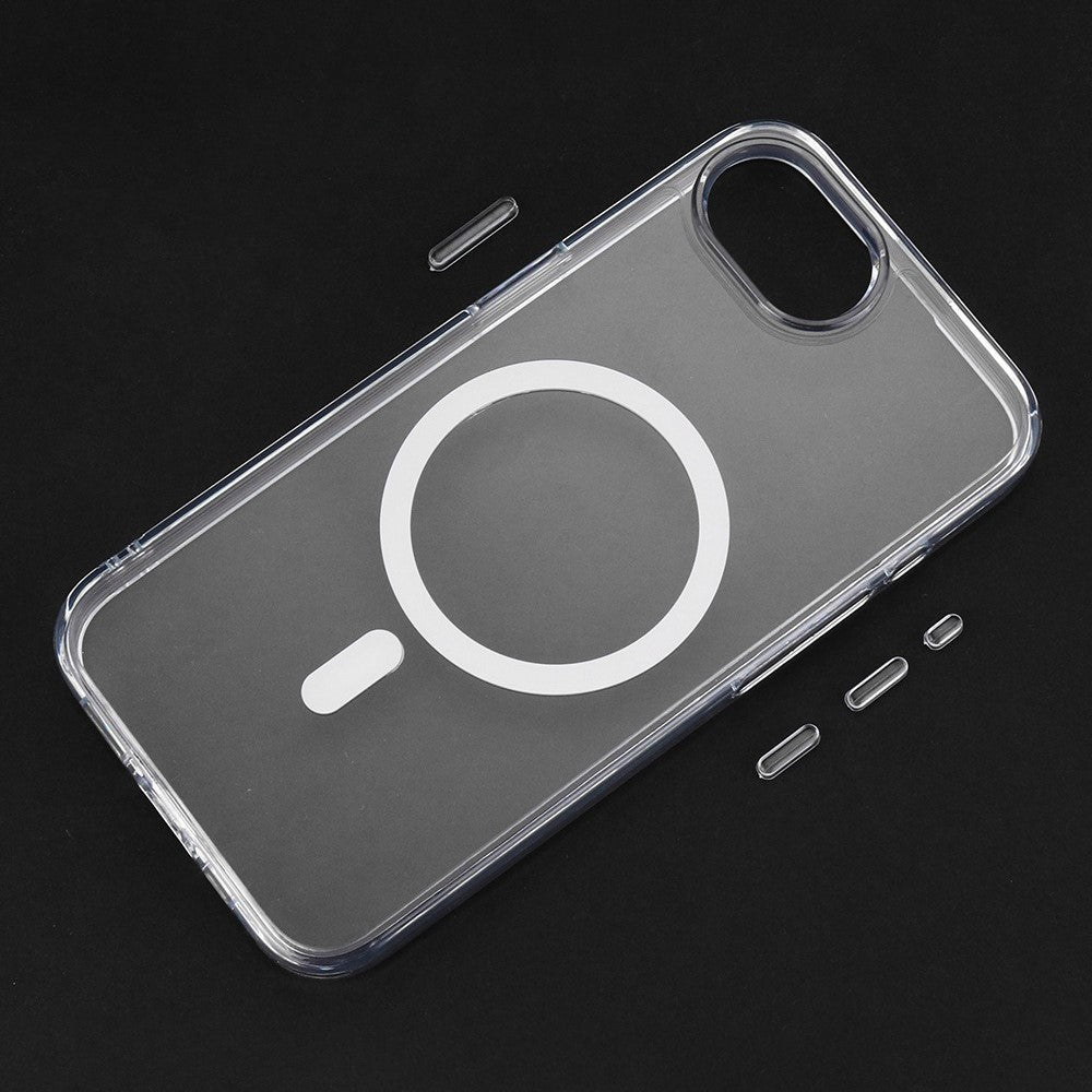 For iPhone 17e / 16e Magnetic Case TPU + PC Clear Phone Back Cover 2mm Thickness