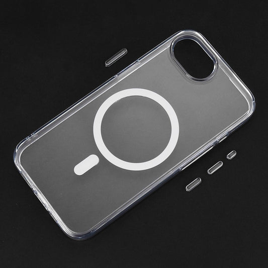 For iPhone 17e / 16e Magnetic Case TPU + PC Clear Phone Back Cover 2mm Thickness