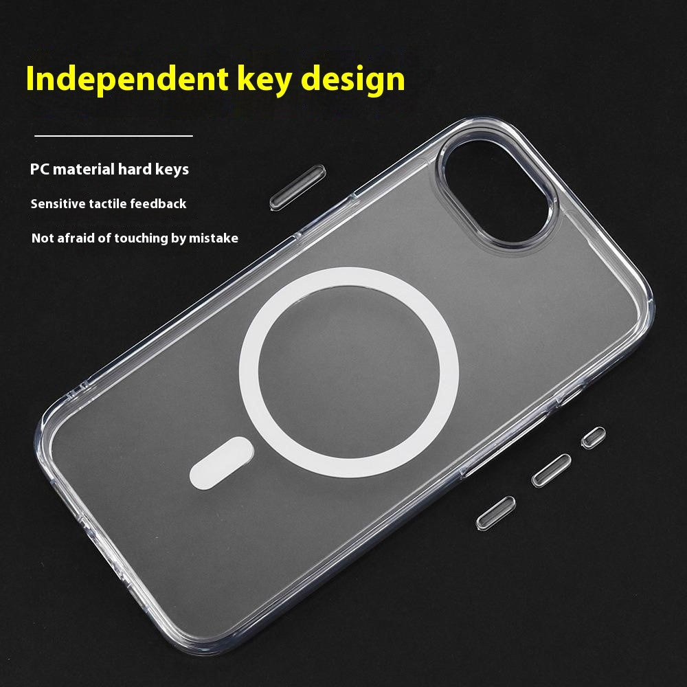 For iPhone 17e / 16e Magnetic Case TPU + PC Clear Phone Back Cover 2mm Thickness