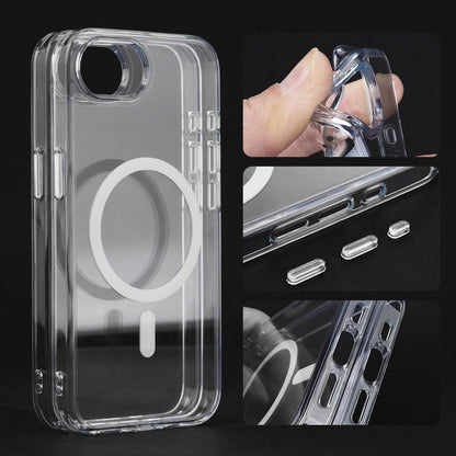 For iPhone 17e / 16e Magnetic Case TPU + PC Clear Phone Back Cover 2mm Thickness