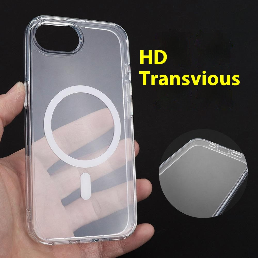 For iPhone 17e / 16e Magnetic Case TPU + PC Clear Phone Back Cover 2mm Thickness
