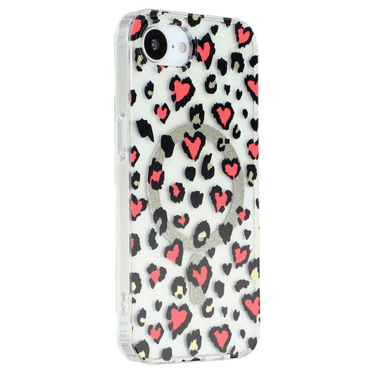 For iPhone 17e / 16e Magnetic Case Clear Anti-Yellowing PC + TPU Phone Back Cover Leopard Print Design