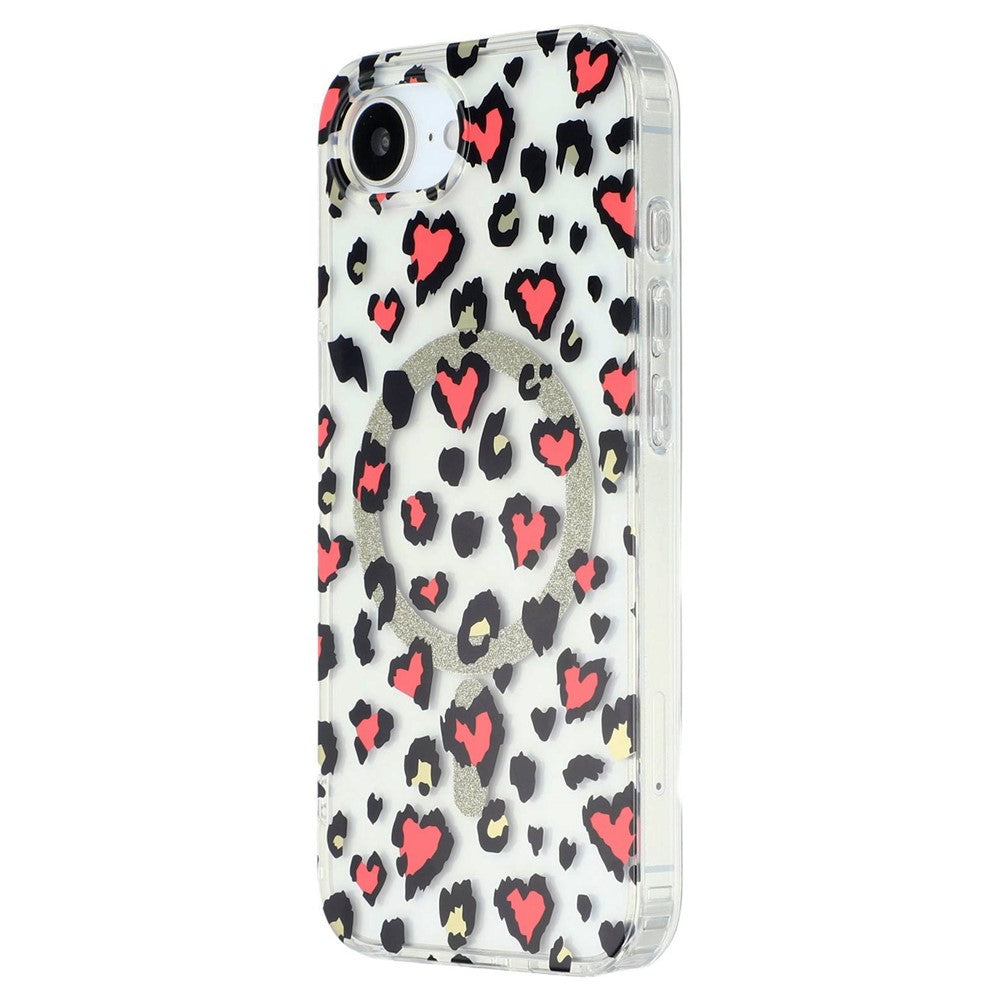 For iPhone 17e / 16e Magnetic Case Clear Anti-Yellowing PC + TPU Phone Back Cover Leopard Print Design