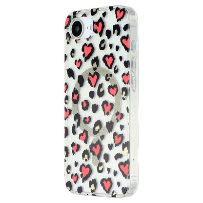 For iPhone 17e / 16e Magnetic Case Clear Anti-Yellowing PC + TPU Phone Back Cover Leopard Print Design