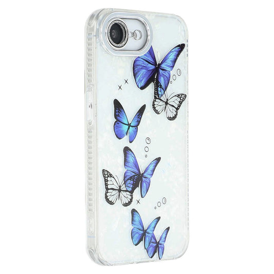 For iPhone 17e / 16e Case Electroplated Floral Pattern IMD TPU+PC Phone Back Cover with Glass Lens Film
