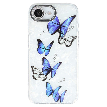 For iPhone 17e / 16e Case Electroplated Floral Pattern IMD TPU+PC Phone Back Cover with Glass Lens Film
