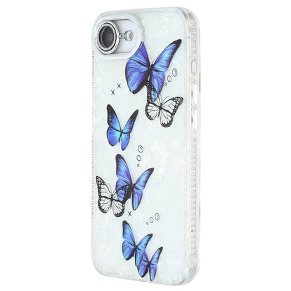 For iPhone 17e / 16e Case Electroplated Floral Pattern IMD TPU+PC Phone Back Cover with Glass Lens Film