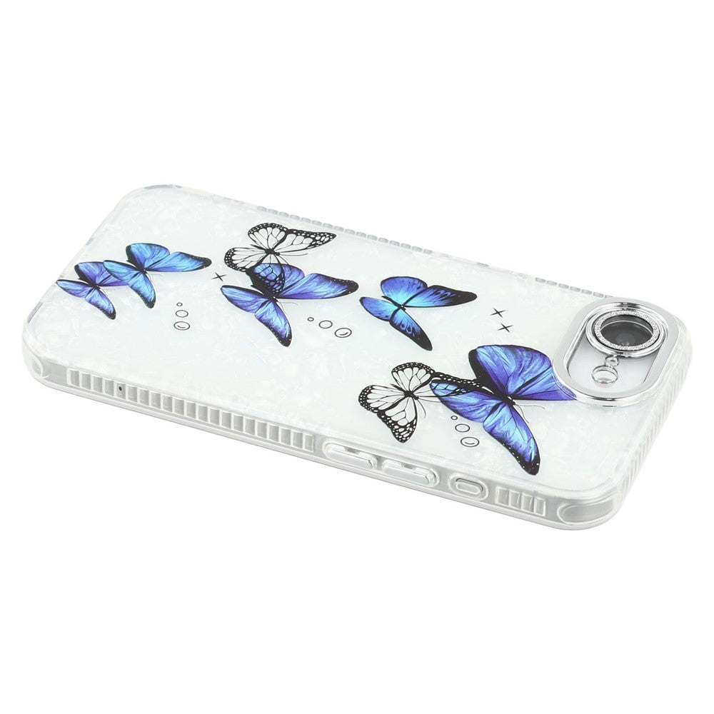 For iPhone 17e / 16e Case Electroplated Floral Pattern IMD TPU+PC Phone Back Cover with Glass Lens Film