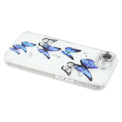 For iPhone 17e / 16e Case Electroplated Floral Pattern IMD TPU+PC Phone Back Cover with Glass Lens Film