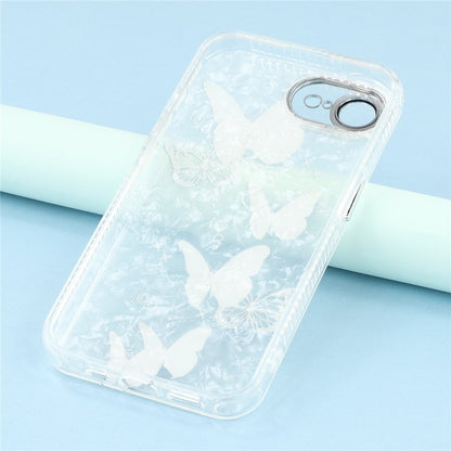 For iPhone 17e / 16e Case Electroplated Floral Pattern IMD TPU+PC Phone Back Cover with Glass Lens Film
