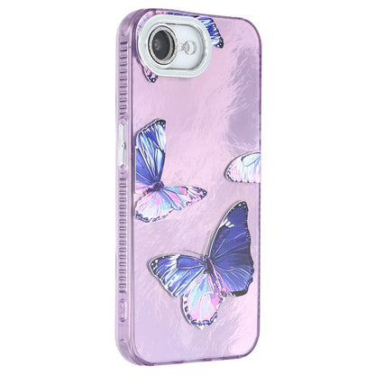 For iPhone 17e / 16e Case Electroplated Floral Pattern IMD TPU+PC Phone Back Cover with Glass Lens Film